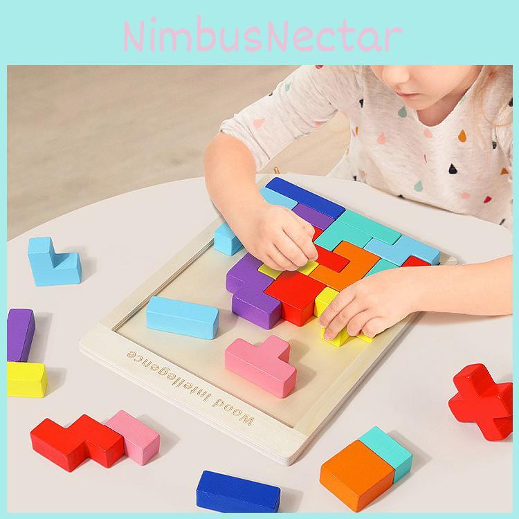Tetris 3d Wooden Puzzle Toys For Kids Brain Training Educational Prop Gifts