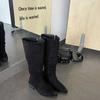 Fashion Retro Pleated Suede Long Boots for Women. 2025 Winter Fashion Chunky Stiletto Sexy Boots. Large Size Versatile Women's Boots.