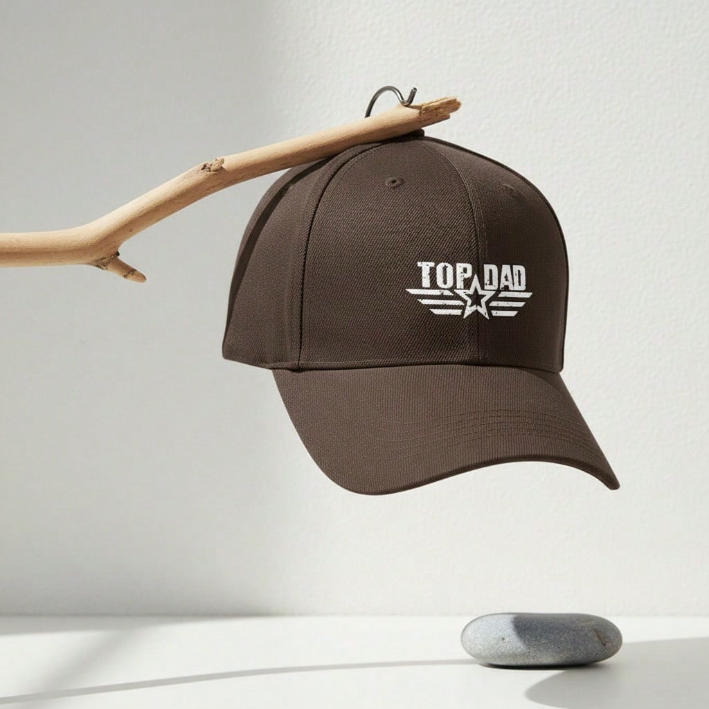 Light Beige Baseball Cap - "TOP DAD" Letter Print Polyester Adjustable Breathable Outdoor Sports Hat Unisex Dad Hat