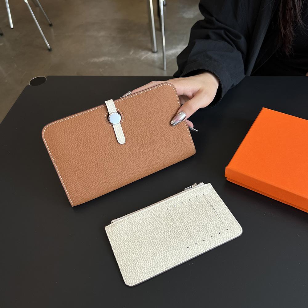 2025 Two-toned Genuine Leather Wallet Long Women Wallets Clutch Bags First Layer Of Cowhide Purse Luxury Ladies Billfold