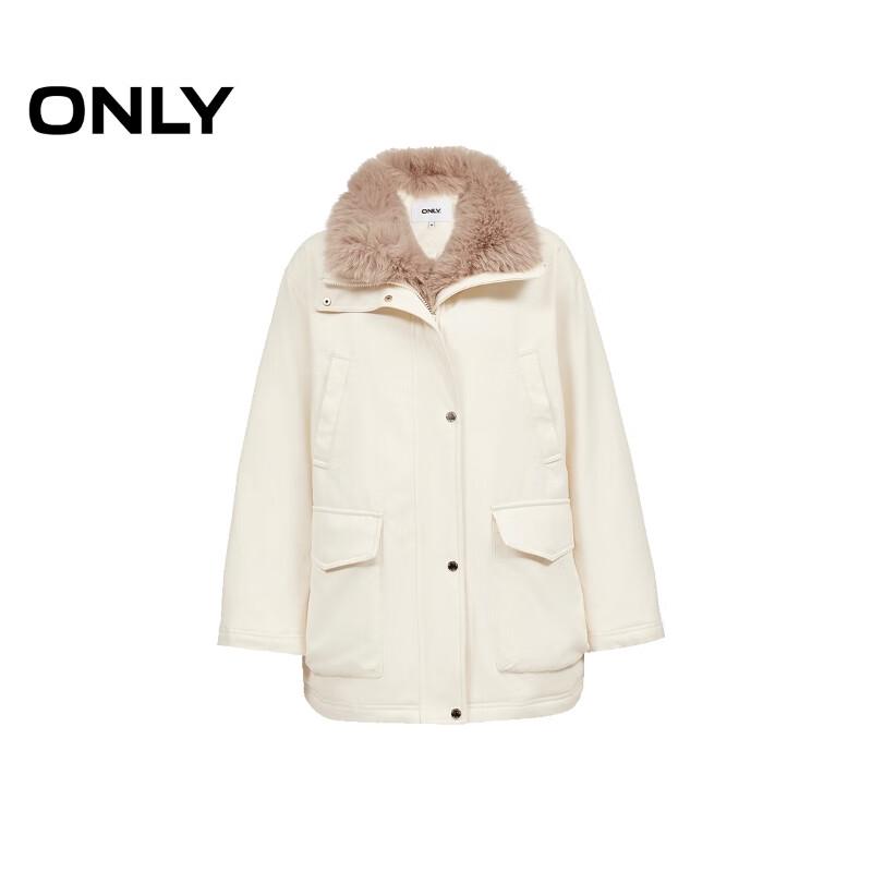 ONLY Women's Detachable Fur Collar Down Parka Jacket
