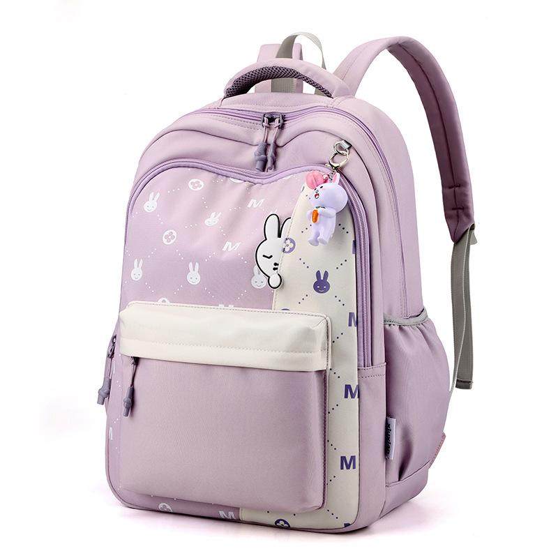 New fashion backpack, light primary school bag, large-capacity printed cute bunny backpack