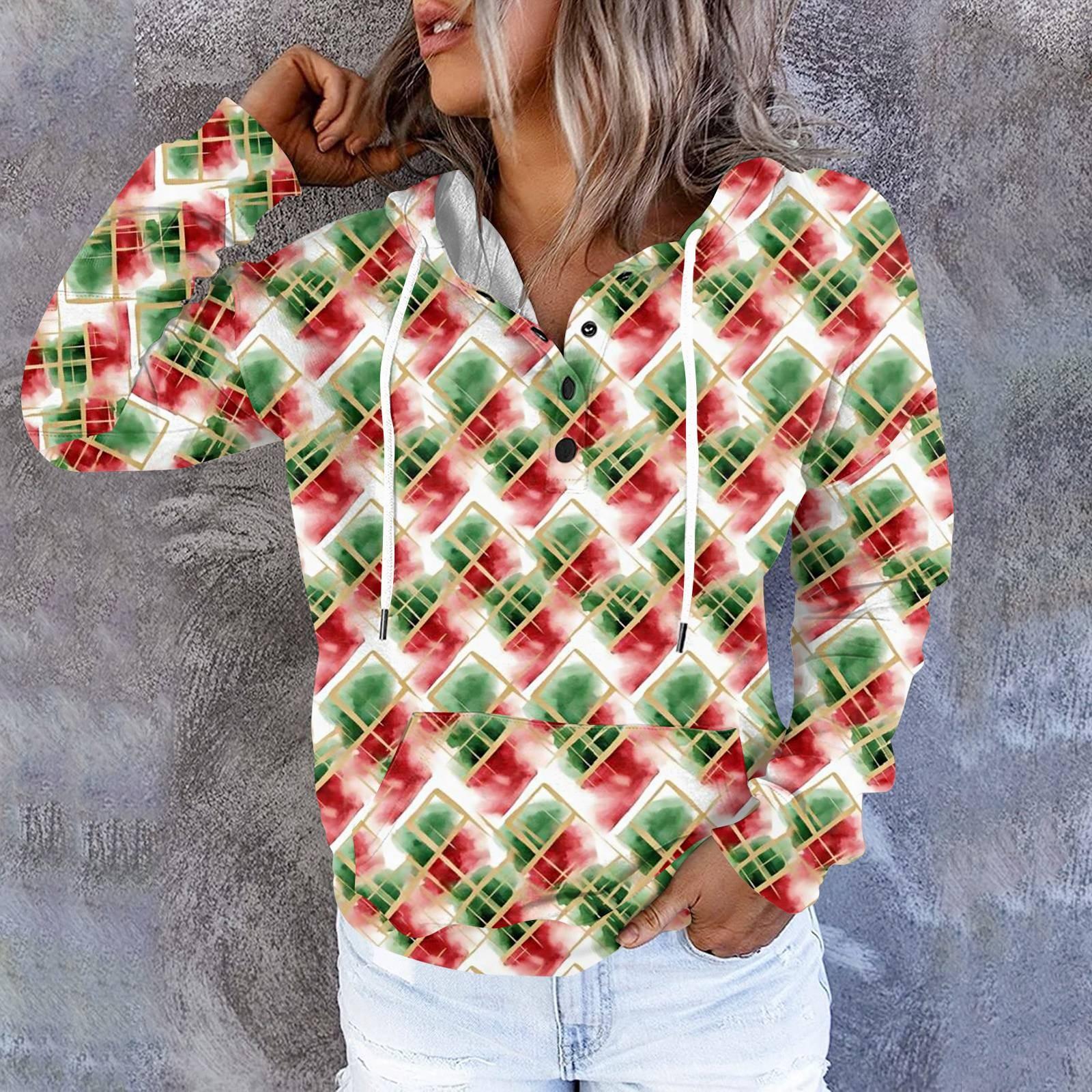 

Женские повседневные модные принты с длинным рукавом на пуговицах пуловеры с капюшоном толстовки XXL