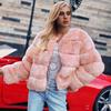 0 Autumn and Winter Fashion Imitation Fur Cross-groove Top Women's Coat Fox Hair Short Coat Coat