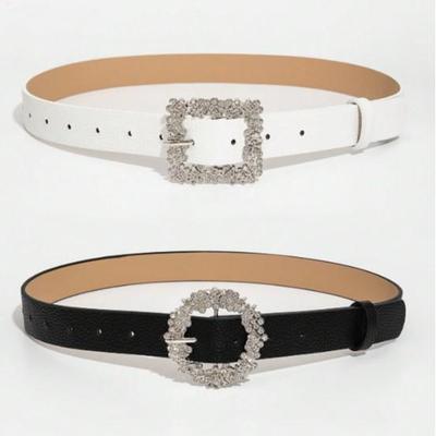 Trendy Rhinestone Buckle Women's Leather Belt - Versatile for Skirts & Jackets