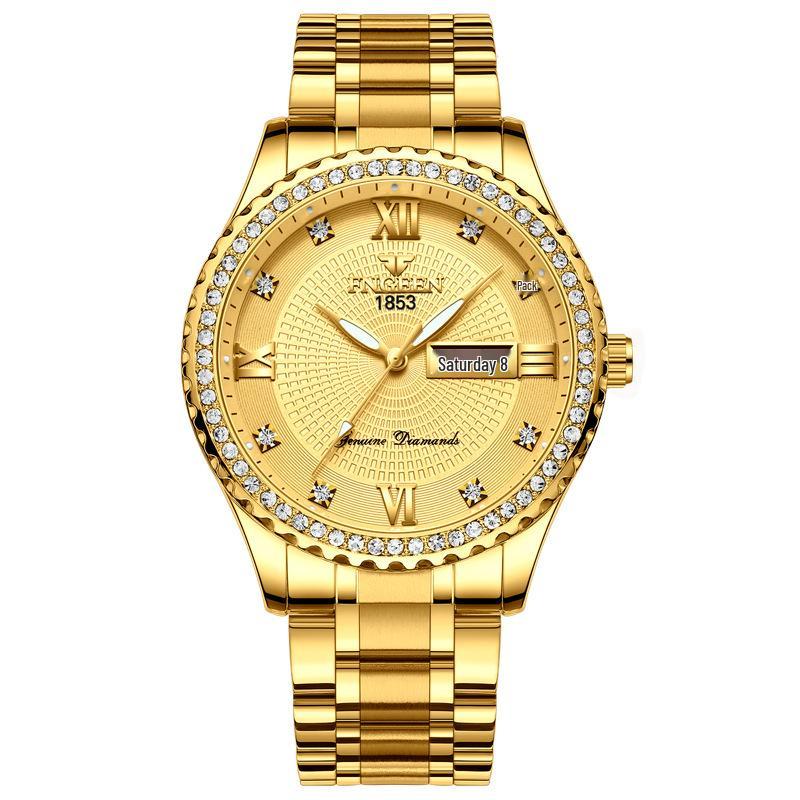 Influencer Brand Men's Tycoon Gold Luminous Waterproof Steel Watch