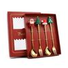 Christmas Table Decor 4-Piece Stainless Steel Cutlery Set with Spoon and Fork, Elk and Xmas Tree Design, Holiday Home Decoration and New Year Navidad