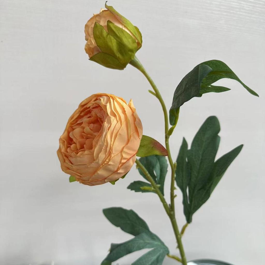 Artificial Peony Flower Head with Scorched Edge - Rich Peony Bouquet for Living Room Decoration