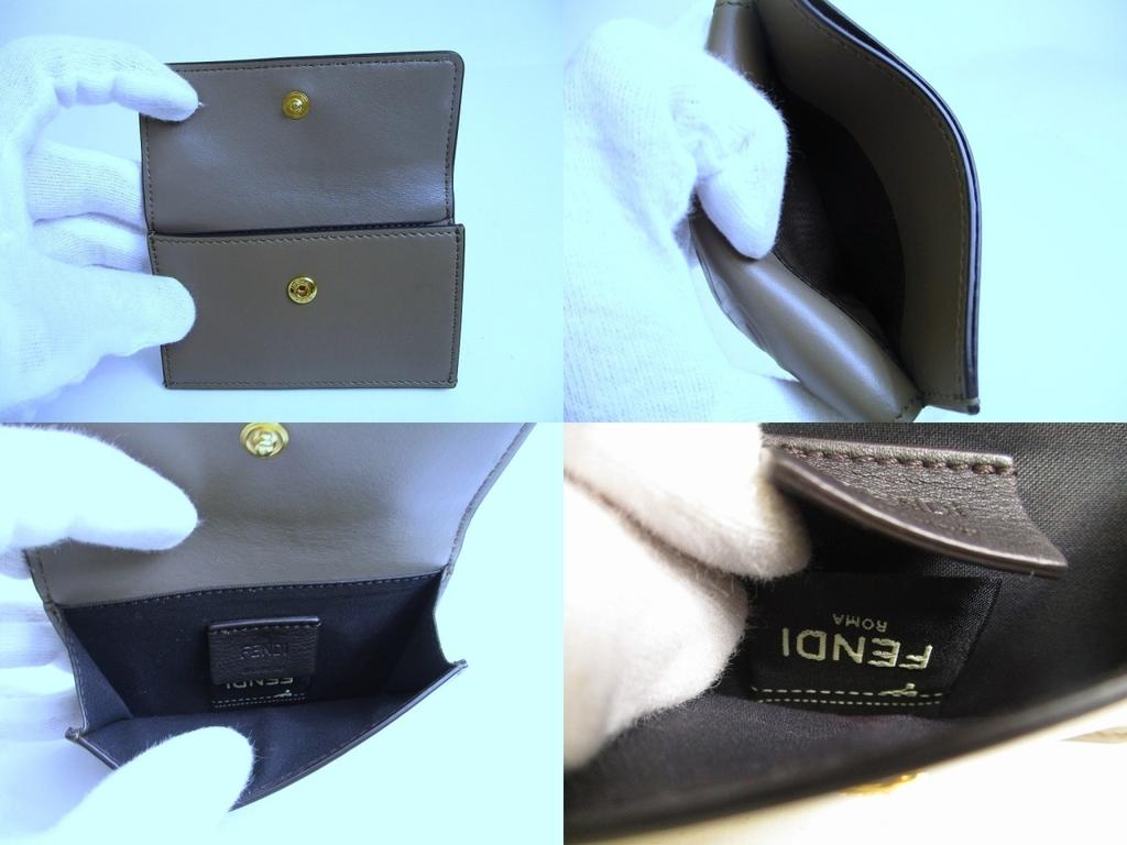 Authentic FENDI ROMA Grege Leather Gold H/W Coin Purse Credit Card Holder #a798  Refurbished