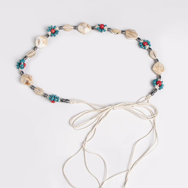 Bohemian Style Handwoven Waist Rope Belt With Ethnic Design And Adjustable Knot For Summer Wear