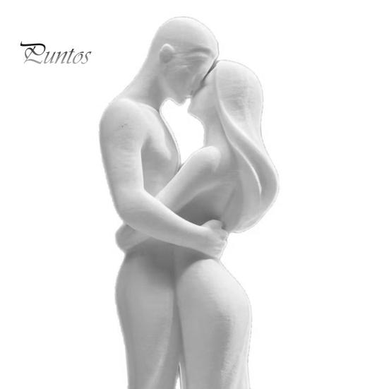 Minimalist Couple Statue 3D Printed Black & White Hugging Statue, Modern Sculpture with Abstract Embrace Dust Wipe Figurine Form, Romantic Desk Decor
