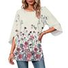 Women's Color Neck Three-Quarter Sleeve Casual Top