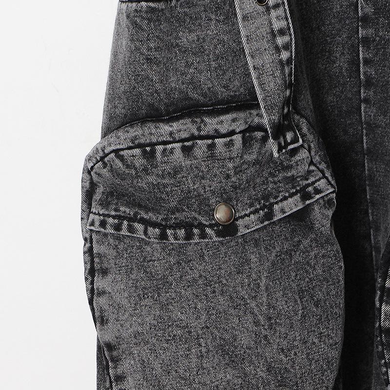 Tuta ampia di grandi dimensioni per le donne Tuta primaverile Tuta di jeans a vita alta