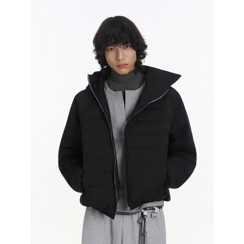 Blaexit Rock Snail Ribbed down Jacket for Men, Lightweight and Slim Fit, Winter High-End Hooded Fleece-Lined Warm Coat