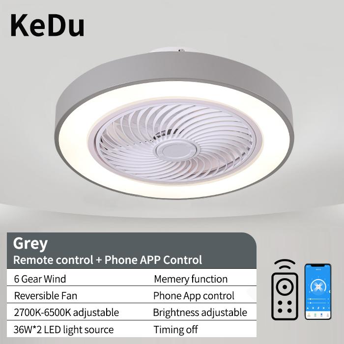 

Integrated ceiling fan light, bedroom ceiling fan light, living room dining room ceiling light, modern simple and quiet internet 71-80W&110 V сірий