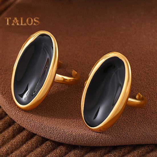 Grande bague ovale en pierre précieuse, faite à la main, style tribal, ouverte, bijoux, fiançailles, anniversaire, pour homme, père, mari, petit ami