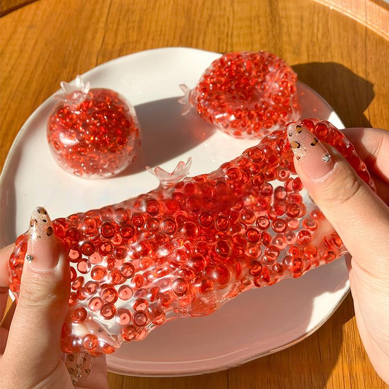 Creative Explosion Beads Red Pomegranate Handmade Ball Stress Relieving Toys Slow Rebound Toy Children Decompression Toy