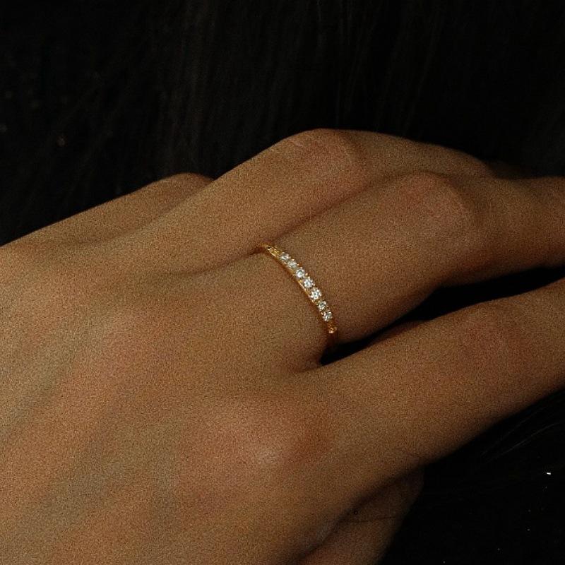 925 Sterling Silver Plating 18K Gold Inlaid Exquisite Zircon Ring for Women Fashion Temperament Party Wedding Jewelry Accessorie 5&Gold