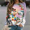 Women's Casual Christmas Print Neck Raglan Long Sleeve Pullover Sweatshirt