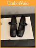 French Vintage Square Toe Mary Jane Shoes With Rubber Sole For Daily Wear
