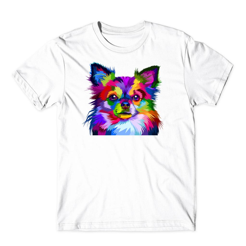 Colorfull Chihuahua TShirt Funny Multi Logos Colourful Unisex Tee Top