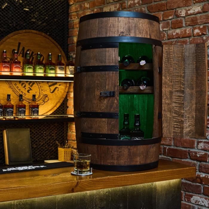 Wine Rack - Creative Cooper - Wooden Barrel - Multicolored LED - Handmade - Vintage