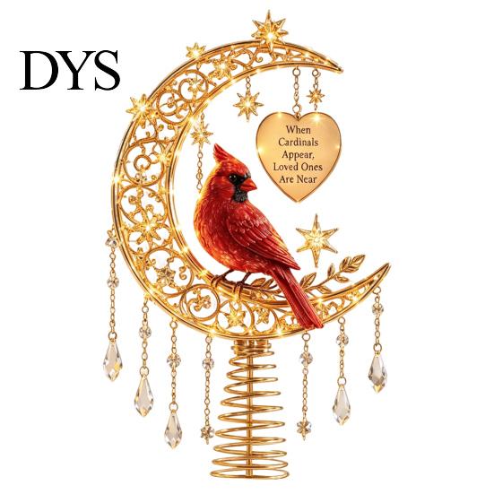Dekoratives Mittelstück für Baum, beleuchteter Gedenk-Weihnachtsstern, Engel, Rotkehlchen, Rentier-Designs, Baumspitze Ornament Topper mit warmem Leuchten,