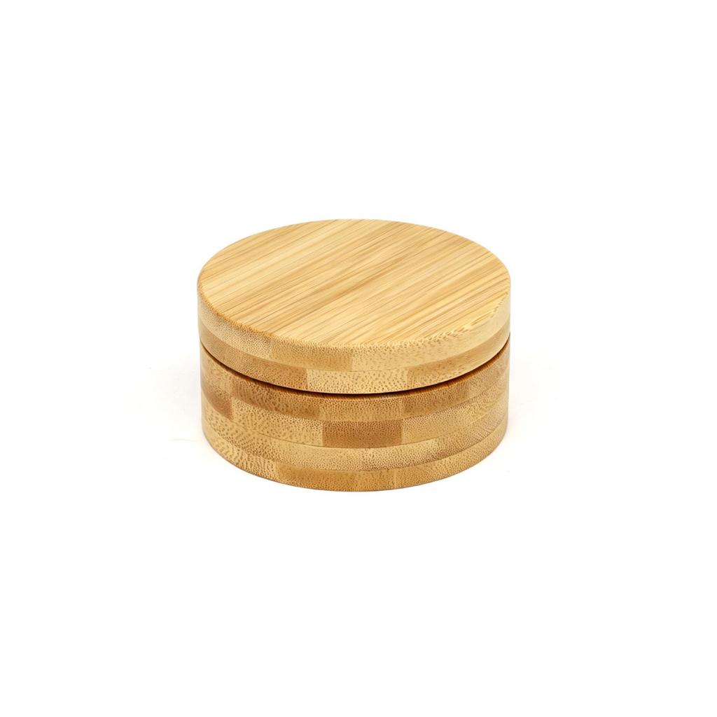 Kosmetikdose mit Bambus-Holzmaserung - Gesichtscreme & Proben-Spenderflasche mit Aluminiumbox
