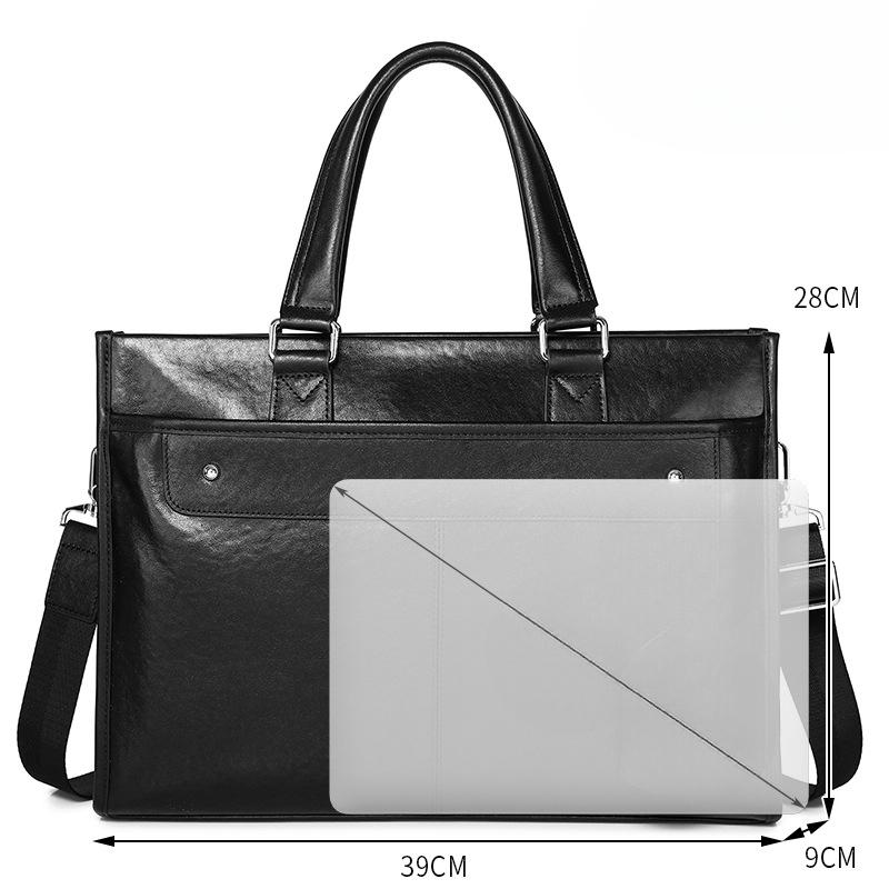 Genuine Leather Briefcase Men's Bag High-end Head Computer Bag Waterproof Handbag