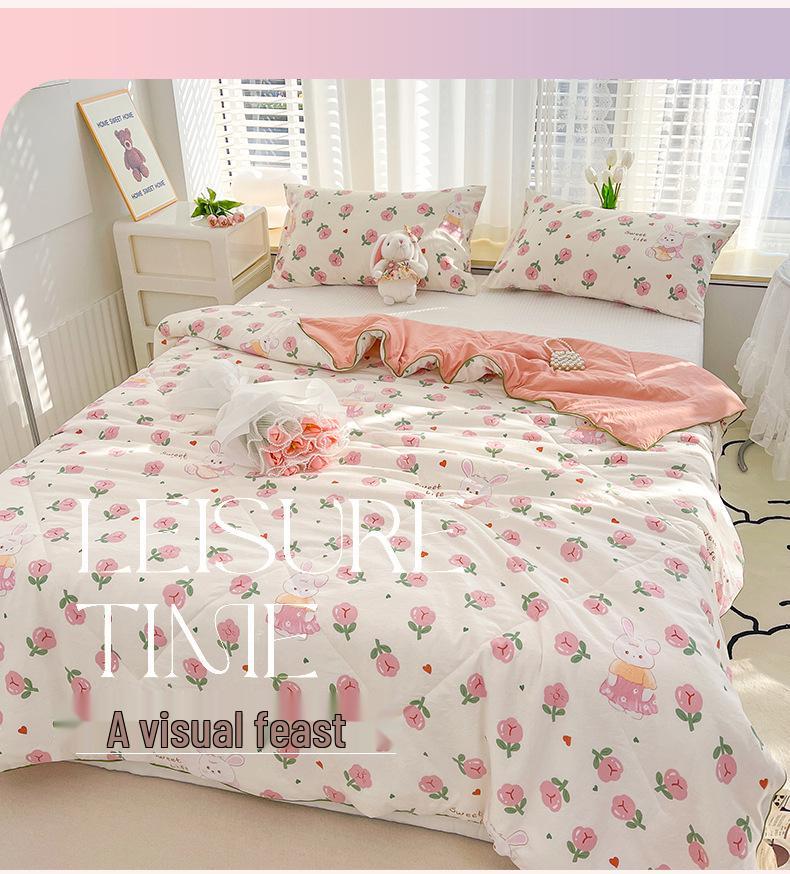 Letní prošívaná přikrývka z dvojité gázy - Bavlněná třída A, praná, pro koleje a klimatizované místnosti