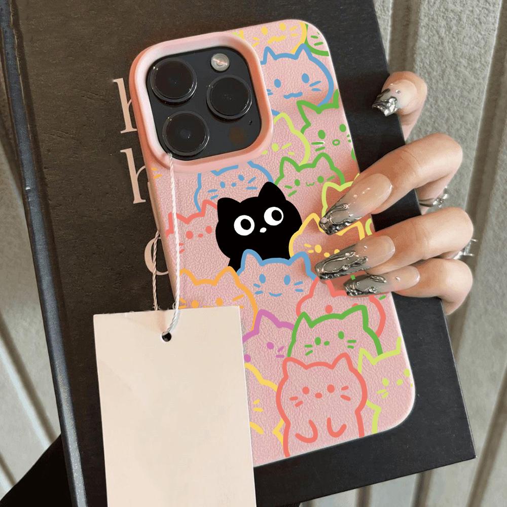 

Abstract Cartoon Black Cat Cool Lichee leather pattern Phone Case For Samsung A57 A36 A26 A07 A55 A35 A16 A06 A54 A34 A05 4G 5G Samsung A04e