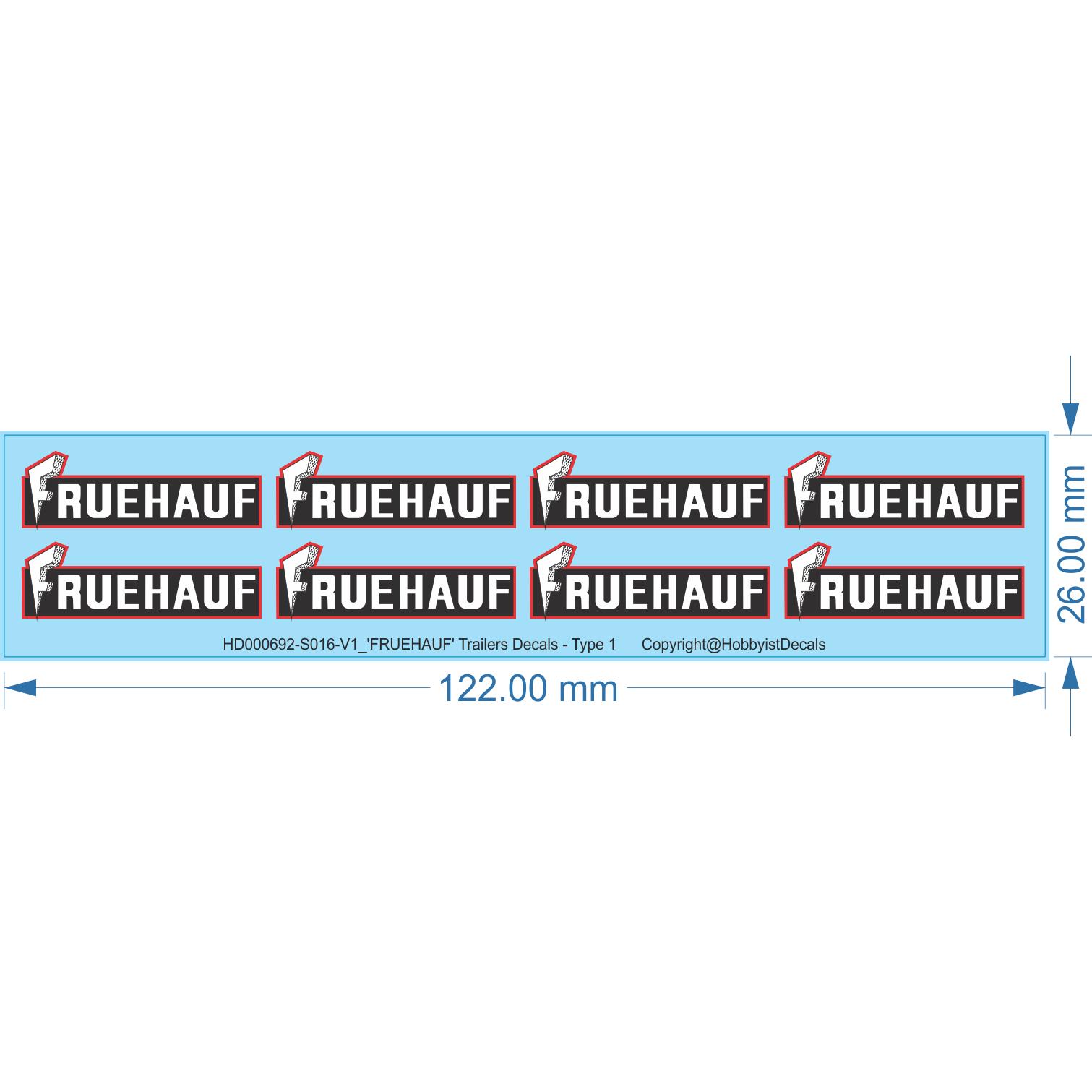 FRUEHARF Trailers Decals - Type 1 & 2 - 1/16 1/50 - Water Decal