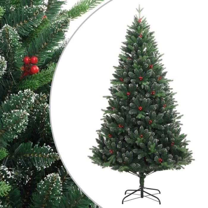 VidaXL Sapin de Noël artificiel à charnières avec baies rouges 180 cm 356733