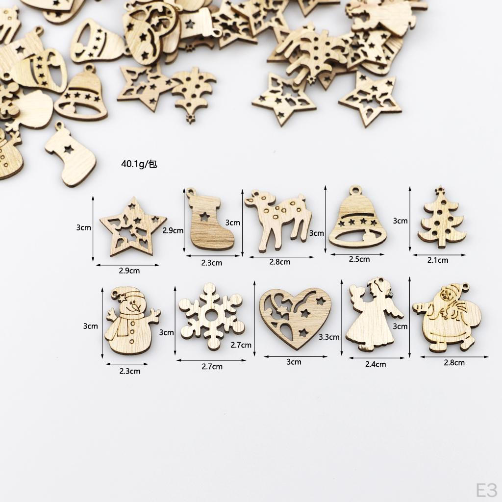 Set of 100 Tree Decorations Wooden Pendant