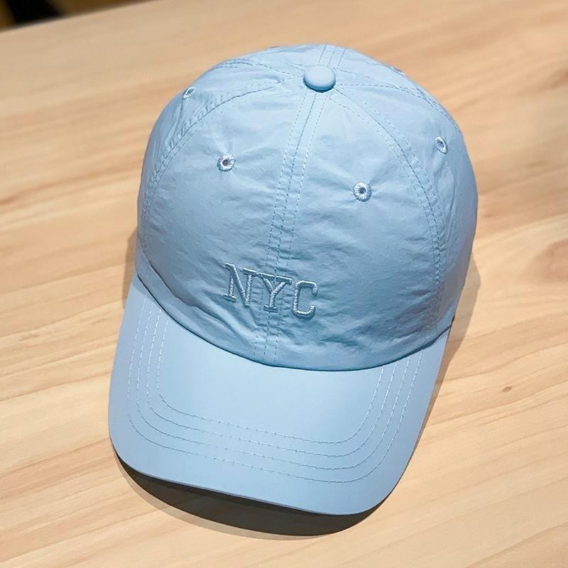 Women's lightweight quick-dry fabric baseball cap - korean style embroidered lettering, face covering, sun protection duckbill cap - unisex