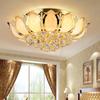 European Simple Buddhist Temple Lotus Crystal LED Ceiling Lamp Living Room Golden Color Round Light Bedroom Light Warm Room Lamp