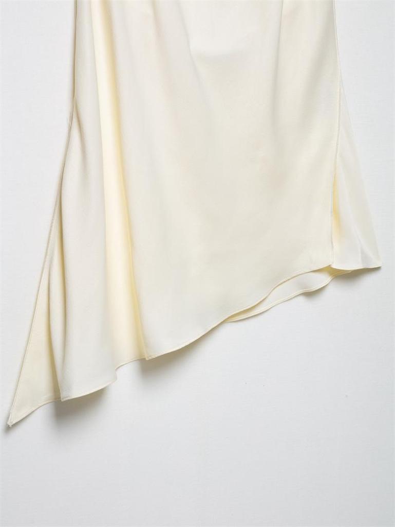 Satin Solid Color Silk Halter Neck Top + Wide Leg Pants - New European American Arrival