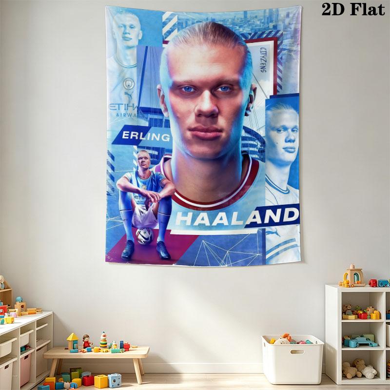 Erling Haaland Re Appeso a Parete Coperta in Tessuto Stampato Arazzi Decorativi per Camera da Letto Soggiorno Arredamento per la Casa