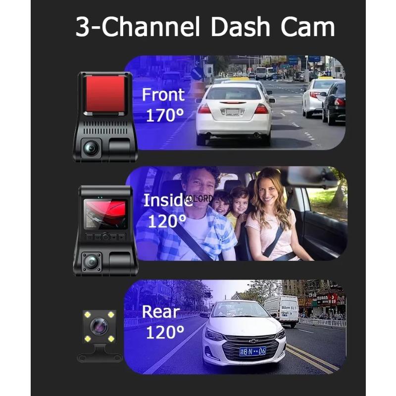 Dach Cam 3 Channel Camera DVR 1080P Three Way Vidoe Recorder Dashcam Black Box Driver Video Recorder Car Camera