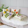 Bestickte Blume Tulpenmuster Kissenbezug Quadratischer Kissenbezug Frühling Dekokissenbezug Sofa/Bett