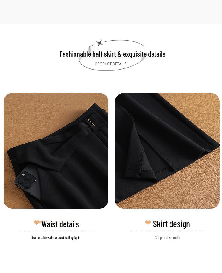 Women's High-Waisted Slit Pencil Skirt - Autumn Slim Fit Fashionable Drape Style