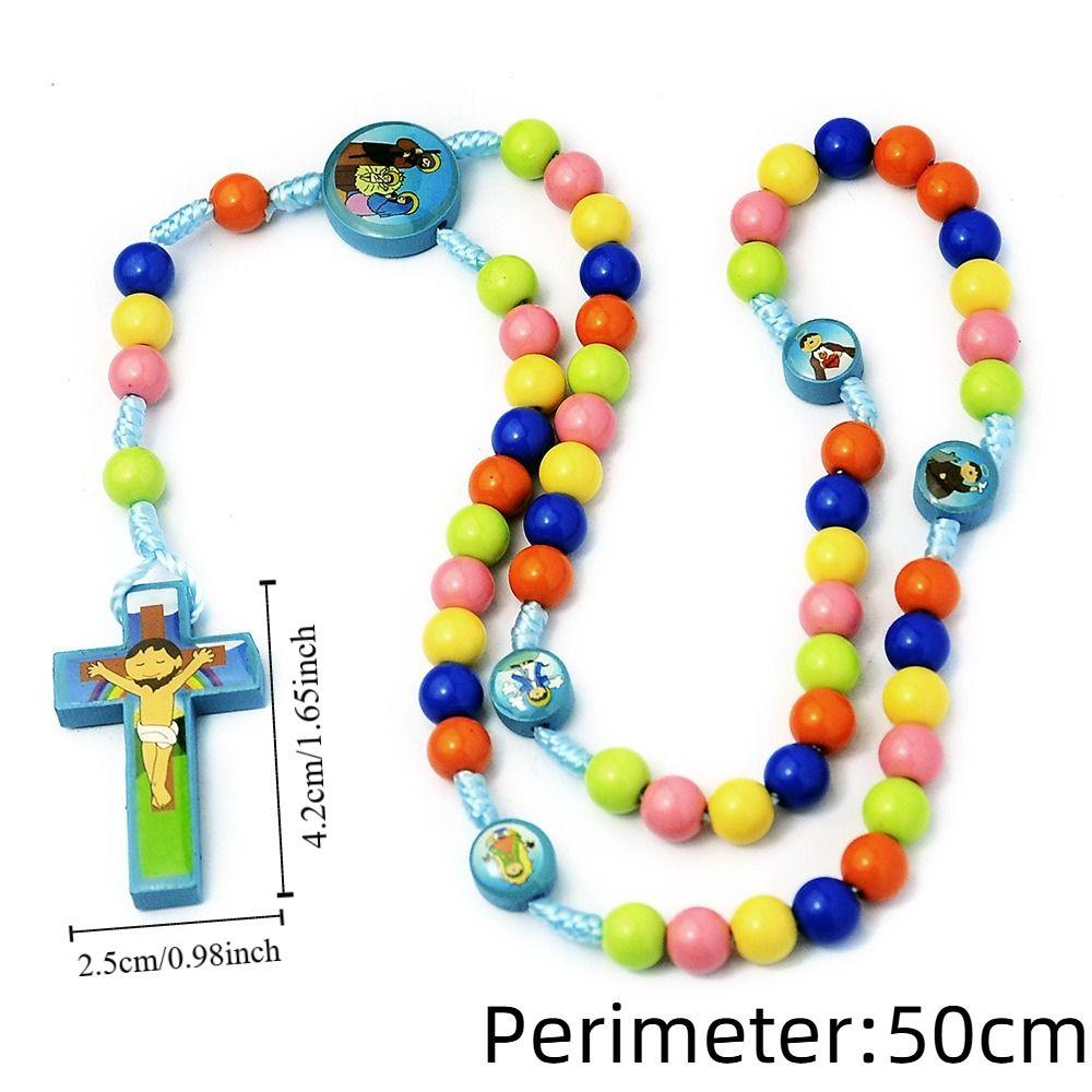 Barevný Korálek Dětský Růženec Náhrdelník Zábavný Křížek Přívěsek Řetízek Dětský Růženec Náhrdelník Modlete se