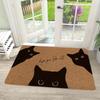 Polyester Black Cat Welcome Doormat - Machine Washable, Printed "Hope You Like Cats", Suitable for Front Door, Indoor/Outdoor