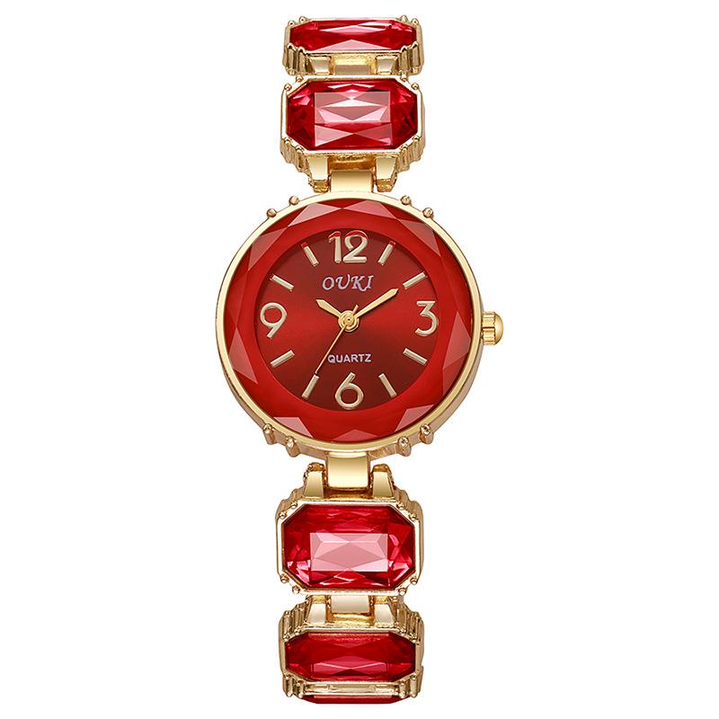 Diamond-Set Candy Ladies' Quartz Bracelet Watch - Round Dial & Square Sugar Cube Design