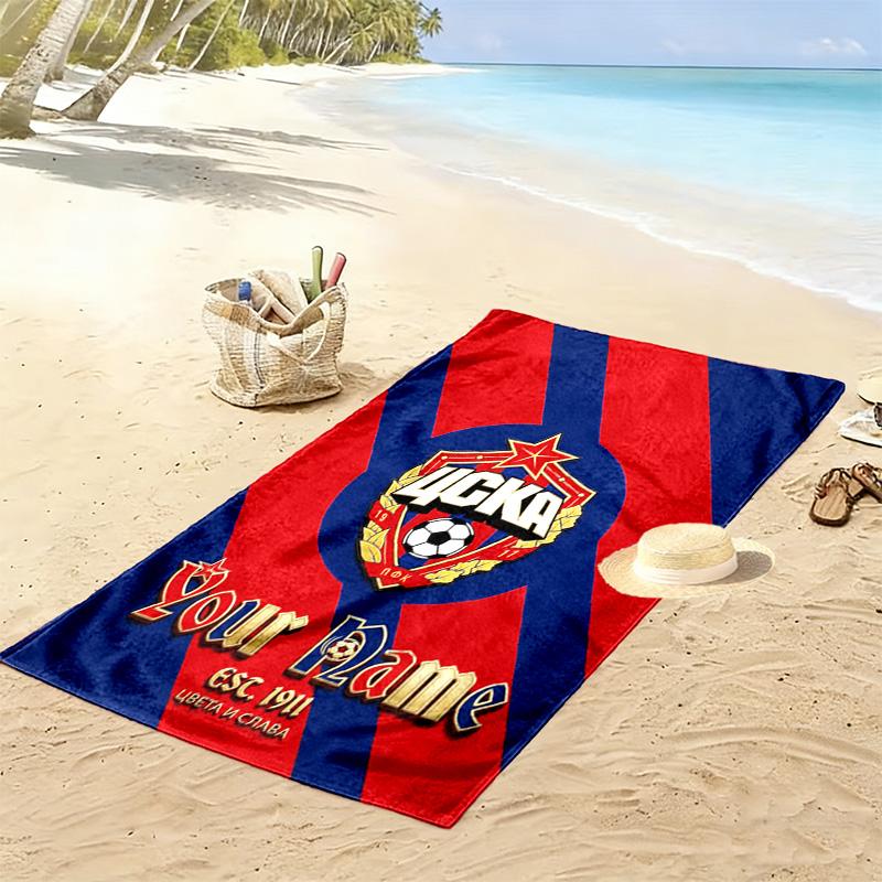 Name Custom PFC CSKA Moscow Logo Print Beach Towel, Large Soft Quick Dry Towel for Beach Camping Swimming