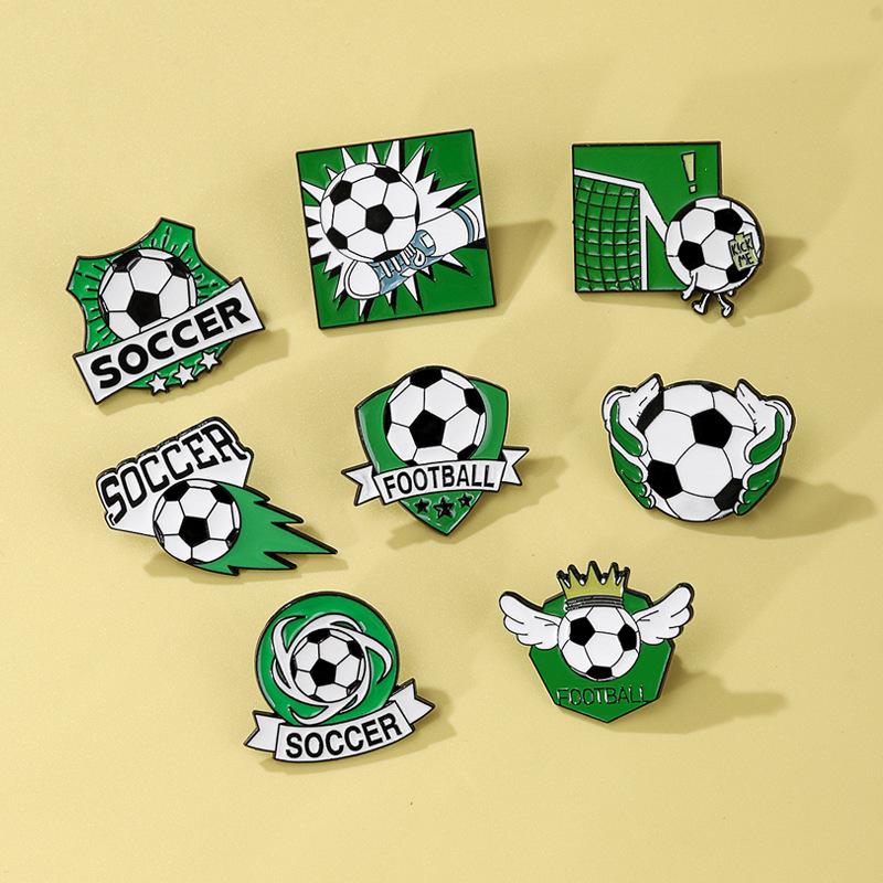 Waterproof Soccer Enamel Pin Badges, Cute Cartoon Football Brooches for Clothing Accessories