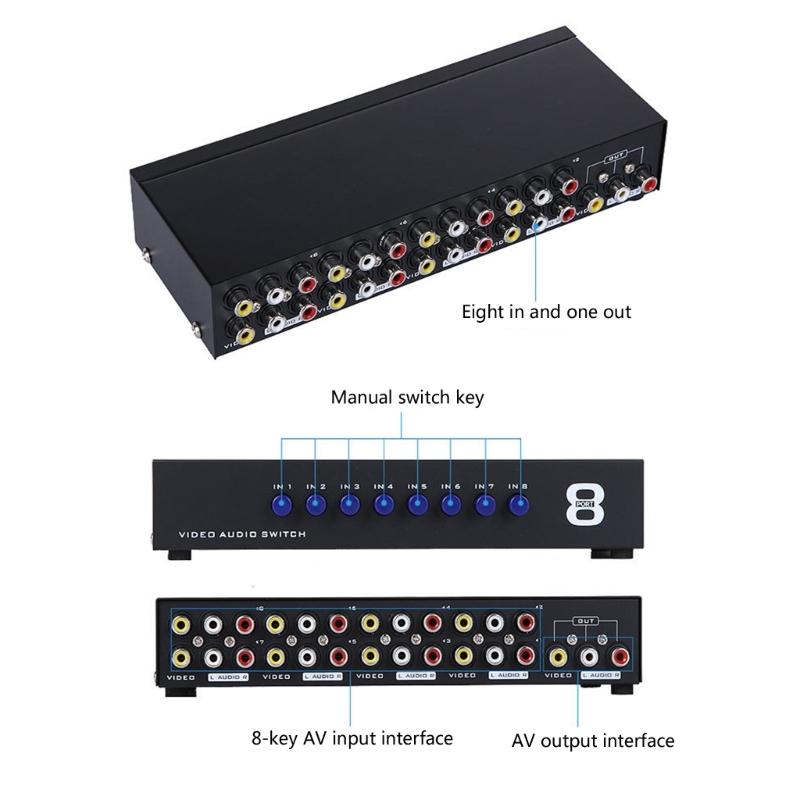 Compactly 8Port  Audios Video Selectors A V Switcher Video Switcher for Home Theater Systems TV Projectors Connection