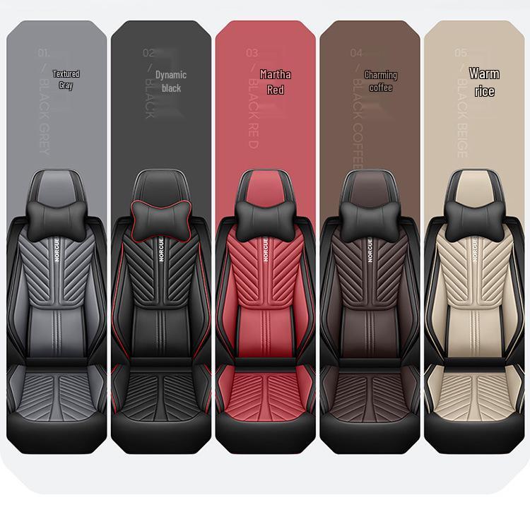 Universal Four Seasons Leather Car Seat Cushion Cover for Small 5-Seat Cars