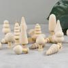 Unfinished Wooden Miniature Tree Painted Crafts Peg Dolls Wood Ornaments DIY Round Corners Kids Toy Mushroom Ornaments