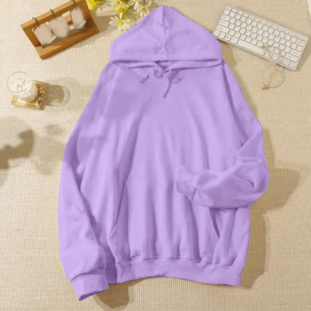 Ladies' Casual And Fashionable Solid Color Long Sleeved Hooded Warm Shirt Loose And Comfortable Hoodie